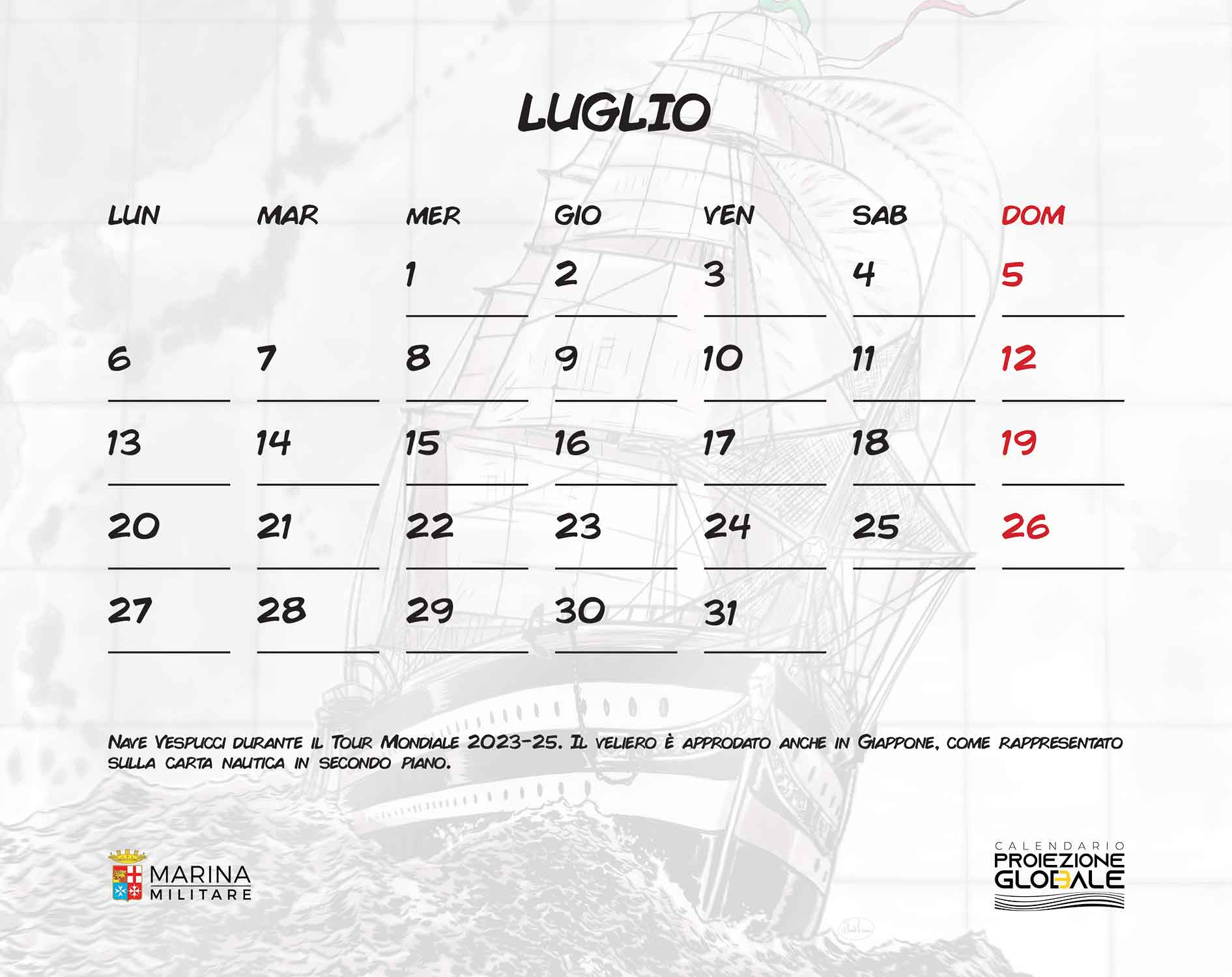 Calendario Marina Militare 2026 - da tavolo . Proiezione Globale - Image 3