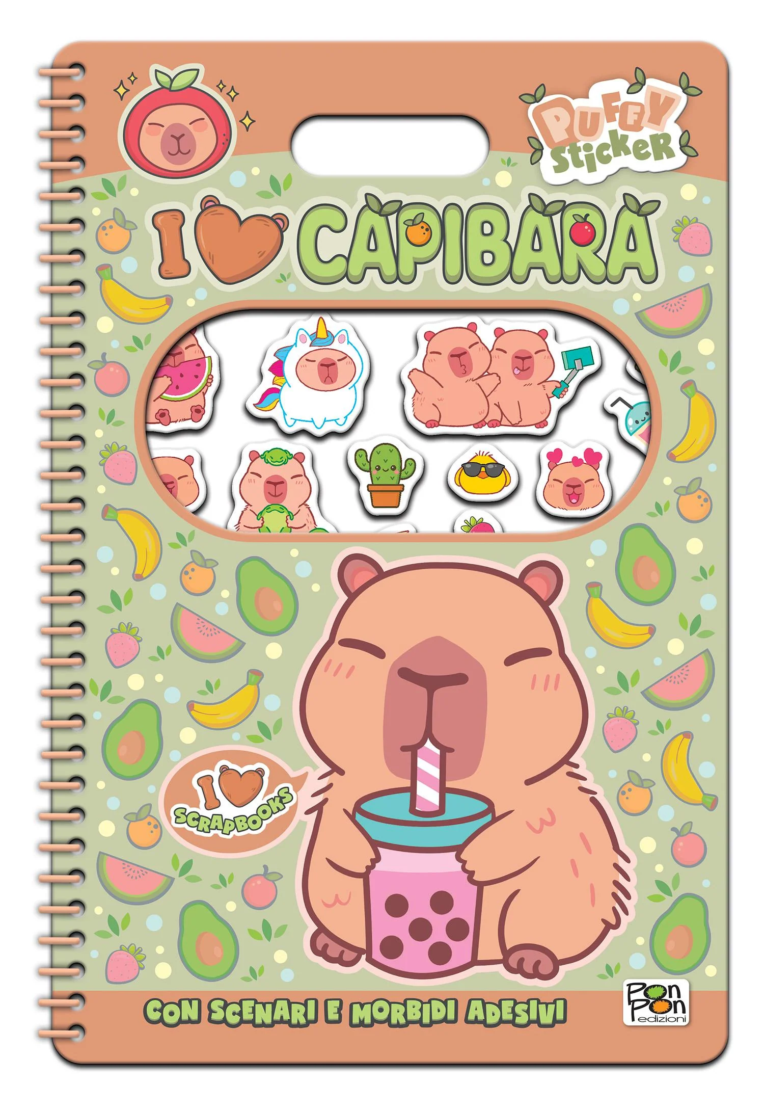I Love Capibara. Puffy sticker. I love scrapbooks