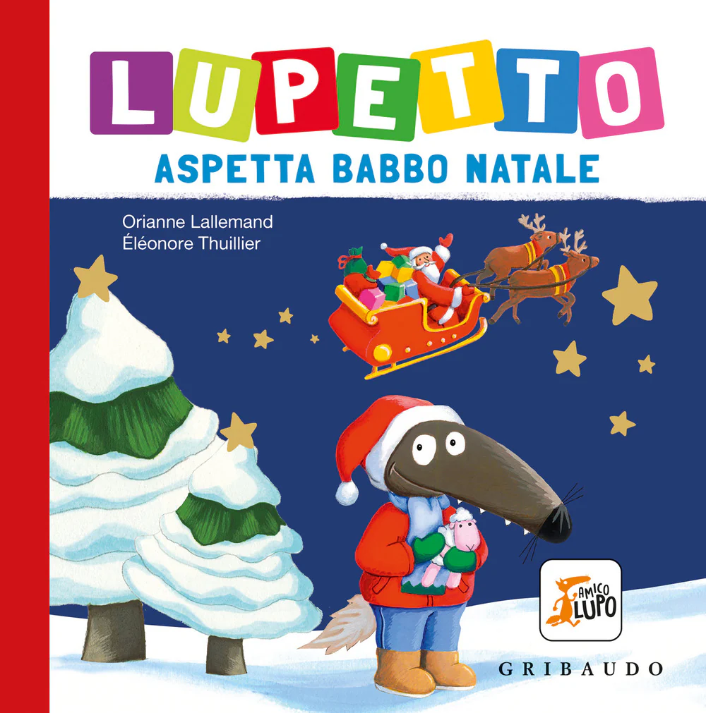 Lupetto aspetta Babbo Natale. Amico lupo