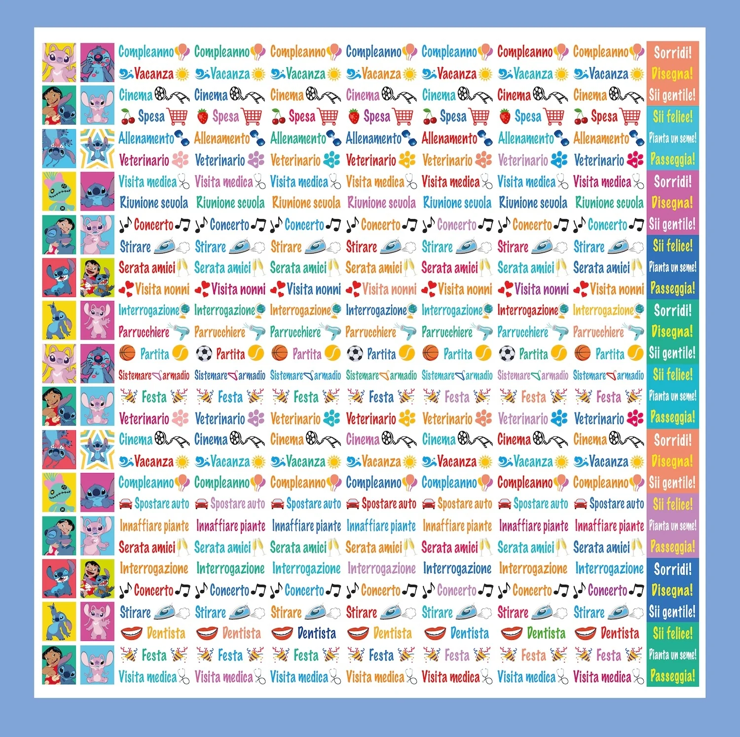 Stitch Calendario per la famiglia 2026 - 'Ohana means family da parete (30 x 30 cm). Da personalizzare con gli adesivi - Image 3