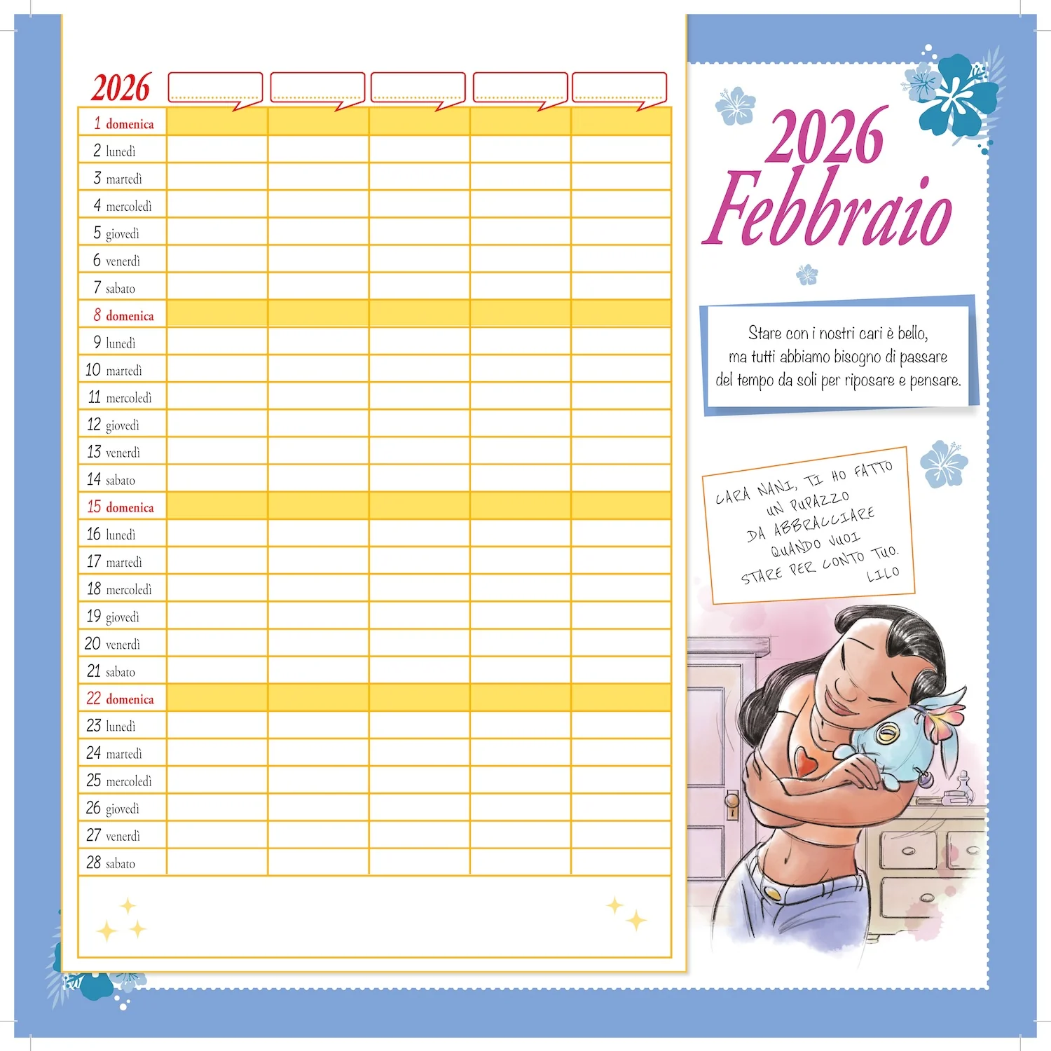 Stitch Calendario per la famiglia 2026 - 'Ohana means family da parete (30 x 30 cm). Da personalizzare con gli adesivi - Image 4